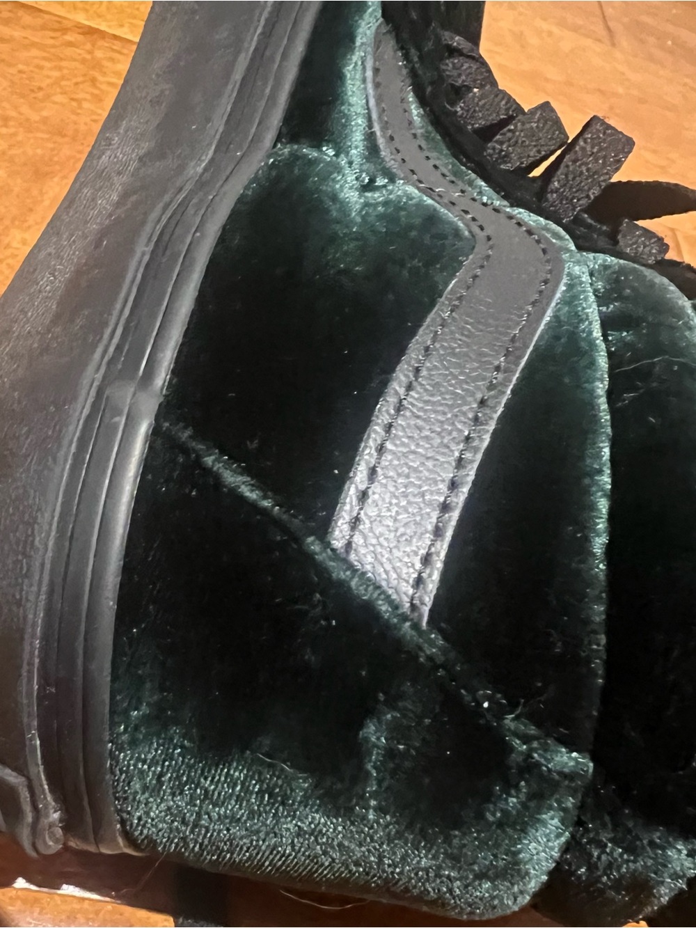 Vans Black & Dark Green Velvet High-Top Sneakers - Picture 4 of 6